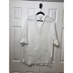 La Blanca Seaside Hoodie Kangaroo Pocket & Crochet Edging Detail Cover-Up XS